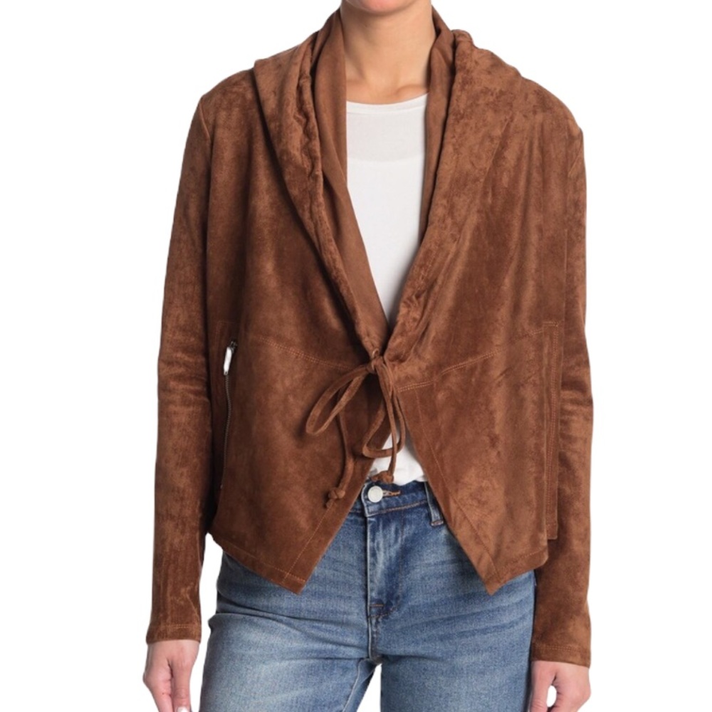Blank NYC faux suede hooded jacket with a front tie size S